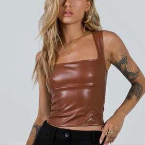 Princess Polly Brumby Brown Faux Leather Tank Top Size 6 #2003